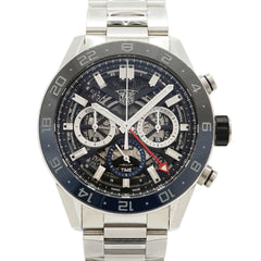TAG Heuer Carrera Calibre 02 GMT CBG2A1Z Skeleton Dial Men's Watch — Very Good