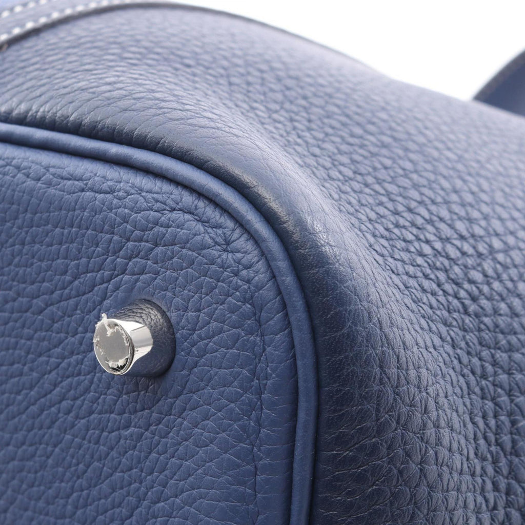 Hermes Hermès Picotin Lock MM handbag, leather, Taurillon Clemence women's, blue, navy
