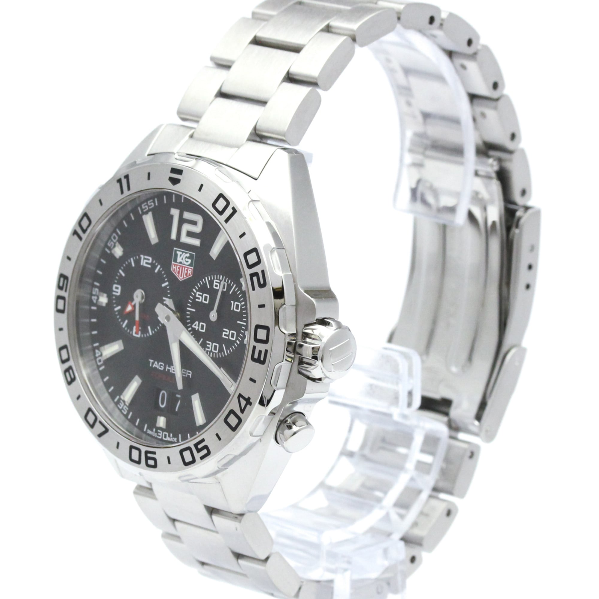 TAG HEUER Formula 1 Alarm Steel Quartz Mens Watch WAZ111A Polished — Very Good