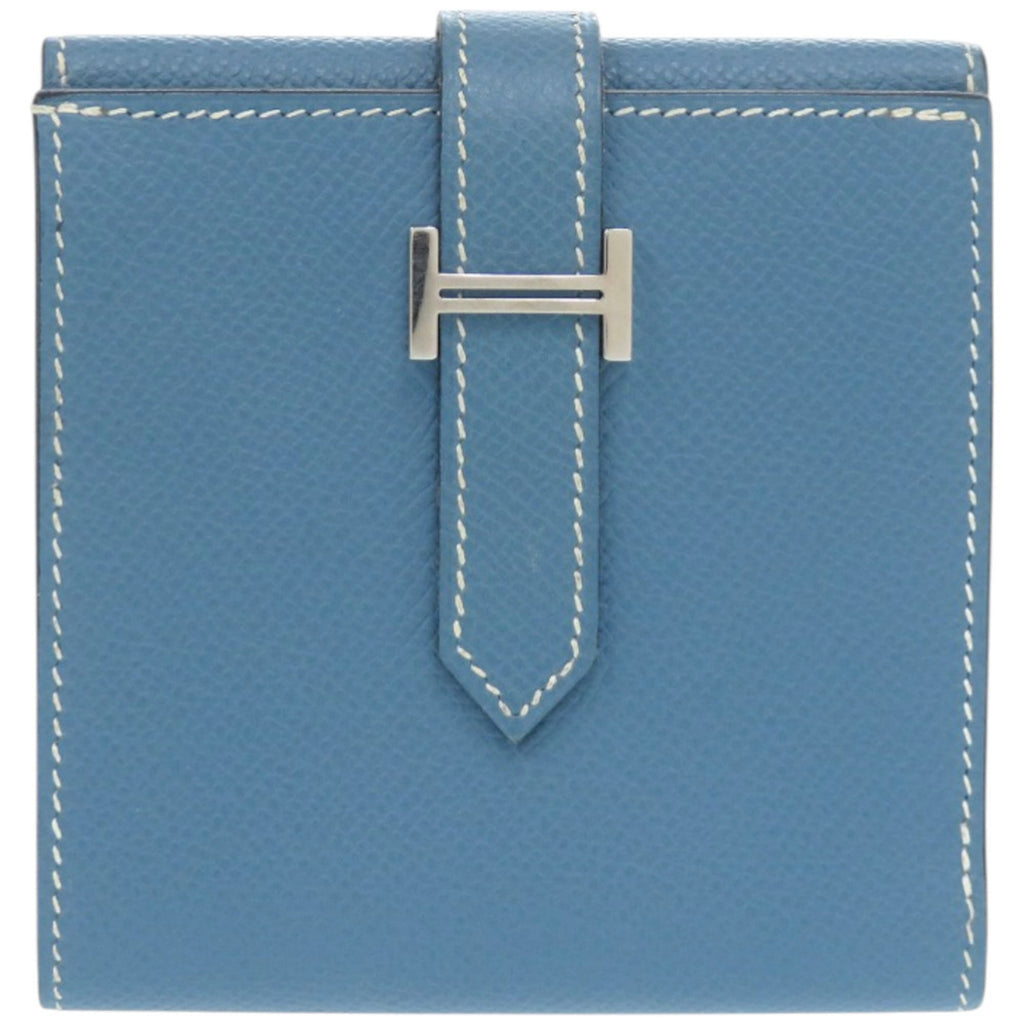 Hermes Excellent condition Hermès double-hook wallet, Bearn Recto Verso, Epsom leather, blue jean, L engraved, bifold 1509