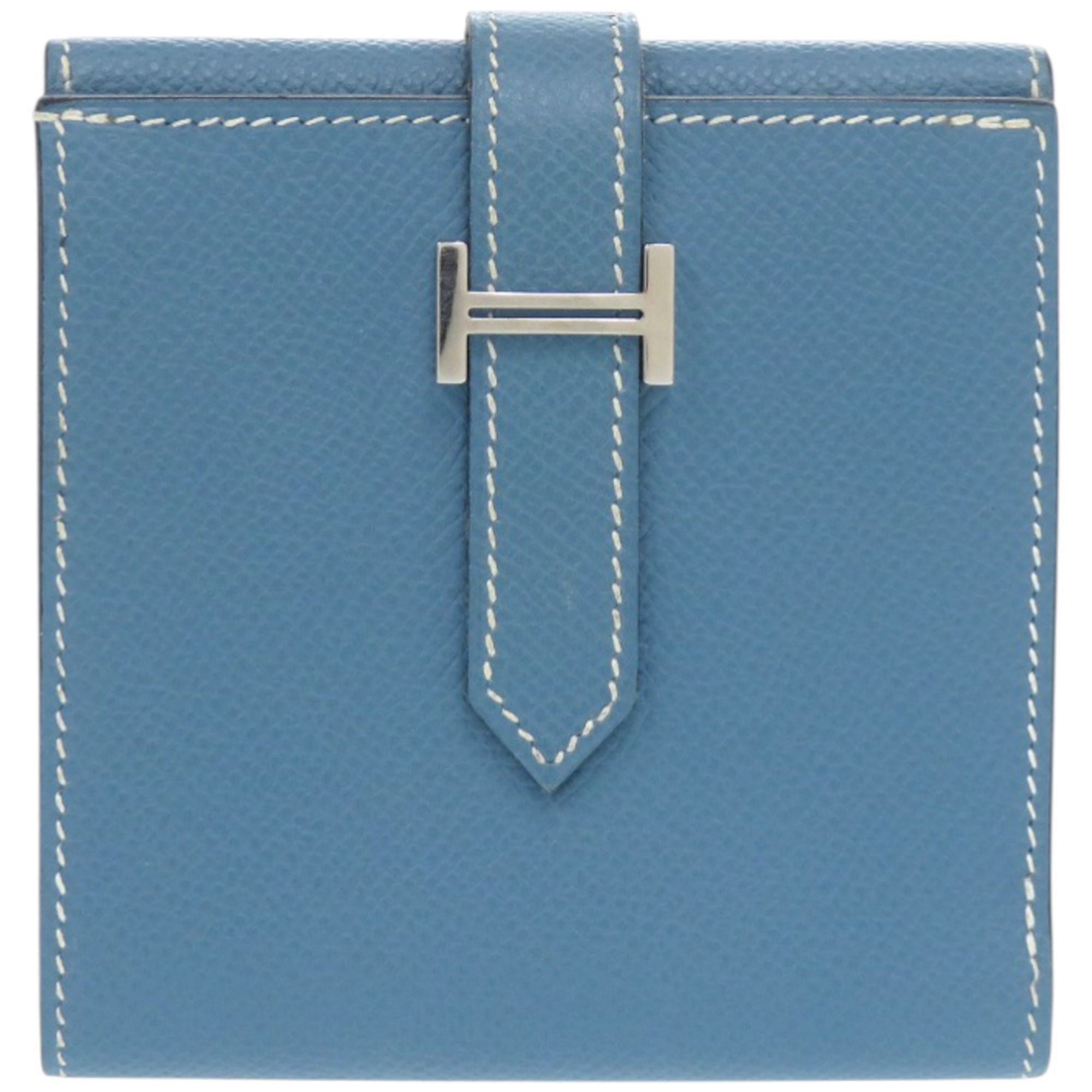 Hermes Excellent condition Hermès double-hook wallet, Bearn Recto Verso, Epsom leather, blue jean, L engraved, bifold 1509