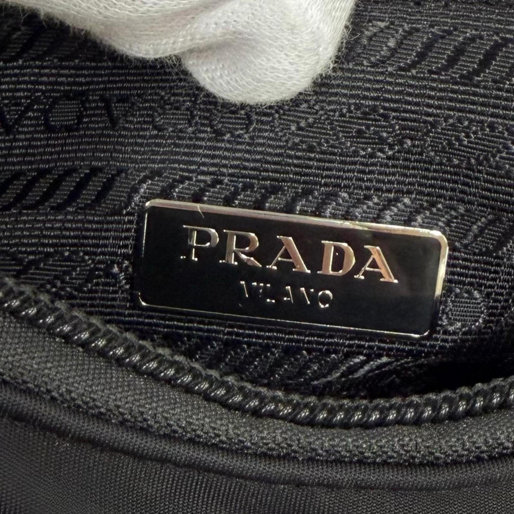 PRADA 1NE515 Re-Edition 2000 Re-Nylon Mini Bag with Triangle Plate Charm, One-Shoulder Bag, Black, Made in Italy, Women's, Dust — Like New