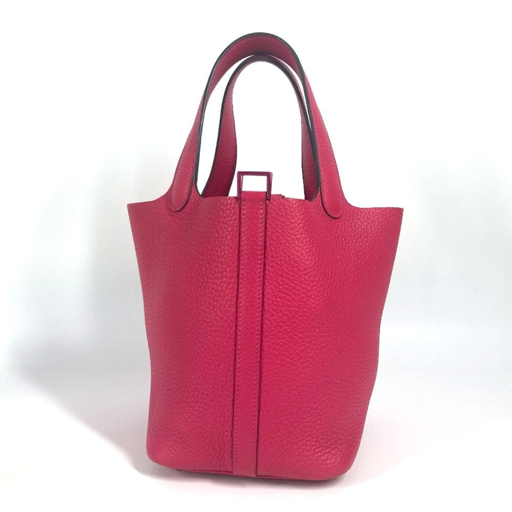 HERMES All Pink Picotin Lock PM 18, Monochrome, PM, Handbag, Taurillon Clemence Leather, Women's, Rose Mexico — Like New