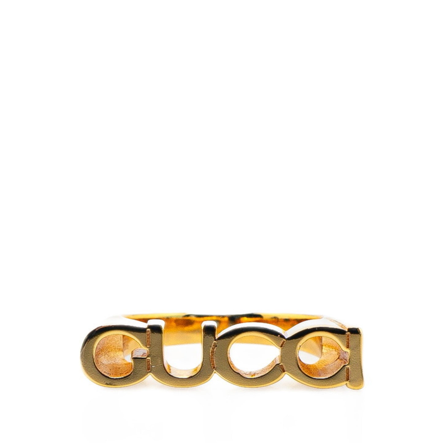 Gucci Logo Ring, Size Small, Gold Plated, Women's