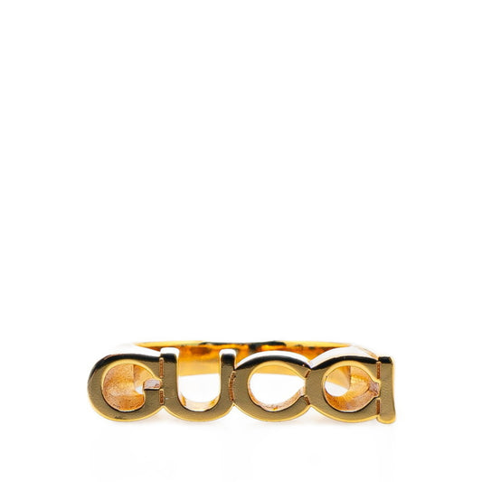 Gucci Logo Ring, Size Small, Gold Plated, Women's