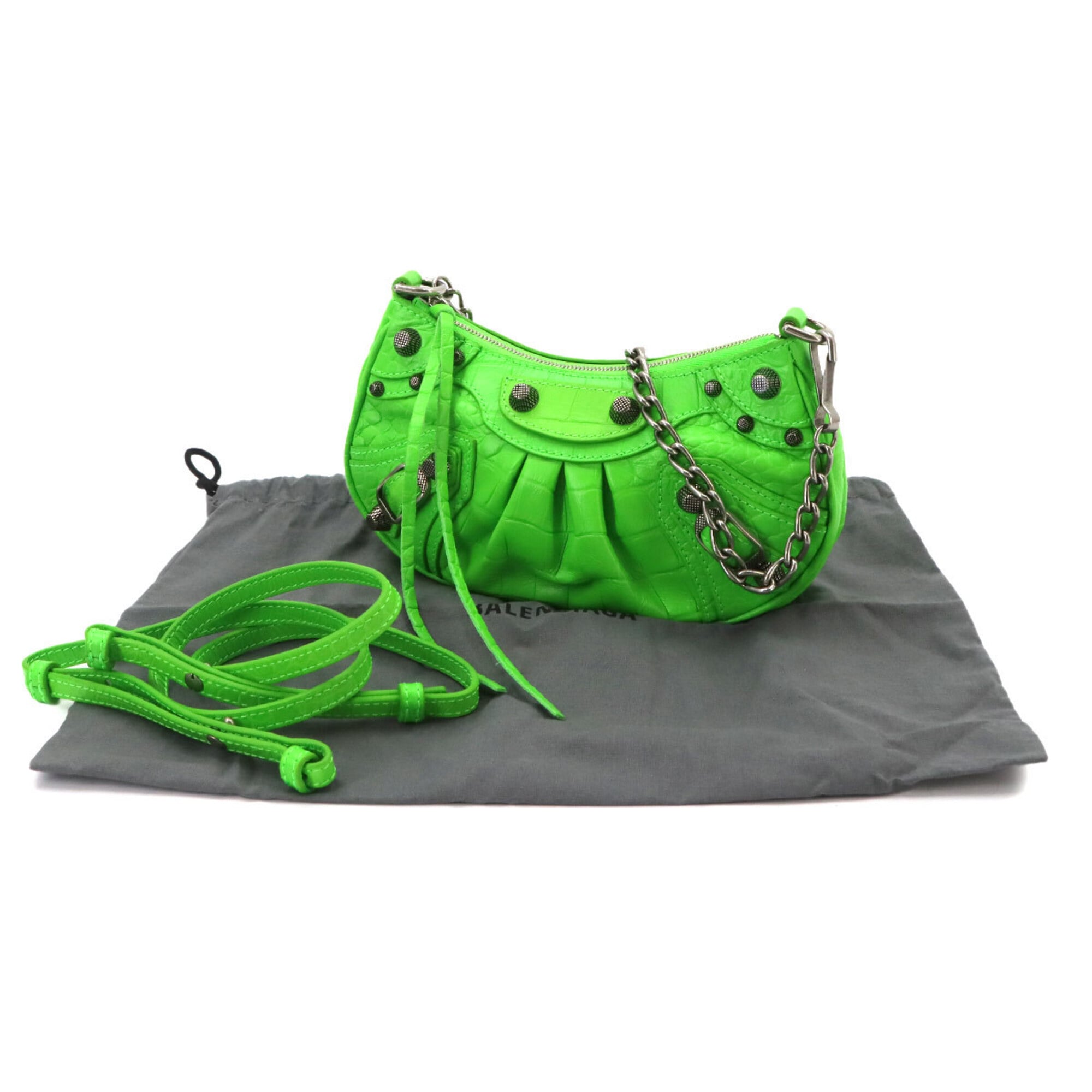 Balenciaga Le Cagole Mini 2-way Hand/Shoulder Handbag, Leather, Green, 695814 — New - Store Return