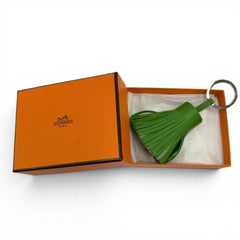 HERMES Carmen Agneau Milo Vert Yucca Fizz Mauve Pale Tricolor Bag Charm, W Stamp, Made in France, Women's, with Box — Like New