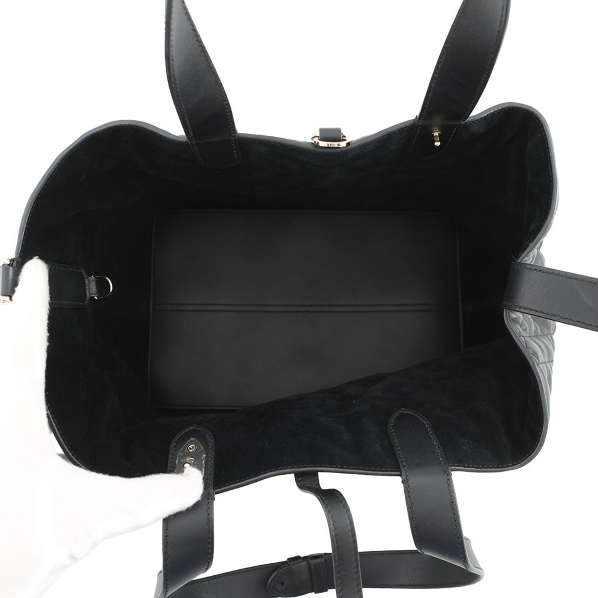 Christian Dior Macro Cannage Toujours Medium Leather Handbag M2821OSNW_M900 Black Women's — Like New