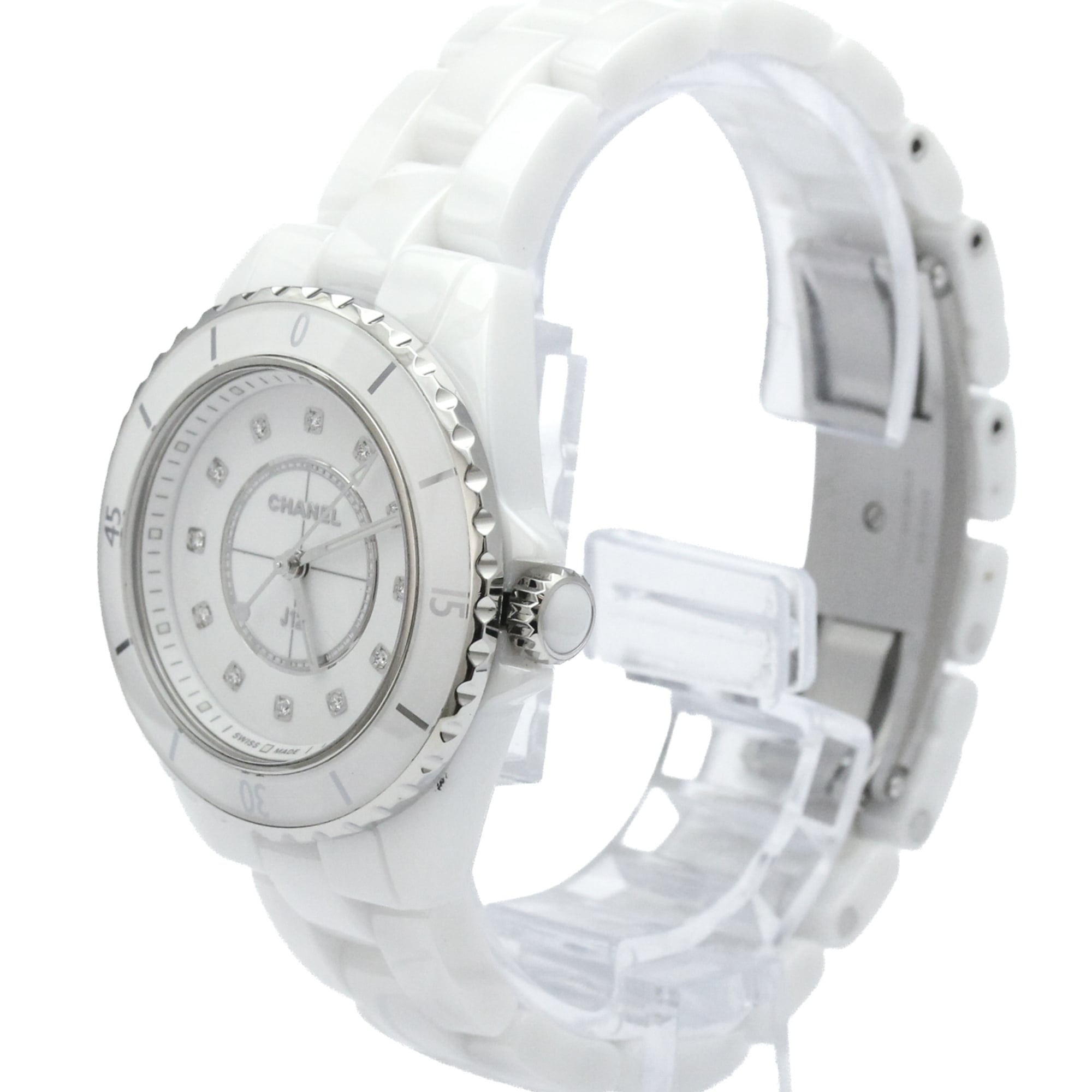 CHANEL J12 Diamond Ceramic Quartz Ladies Watch H5703 Polished — Very Good