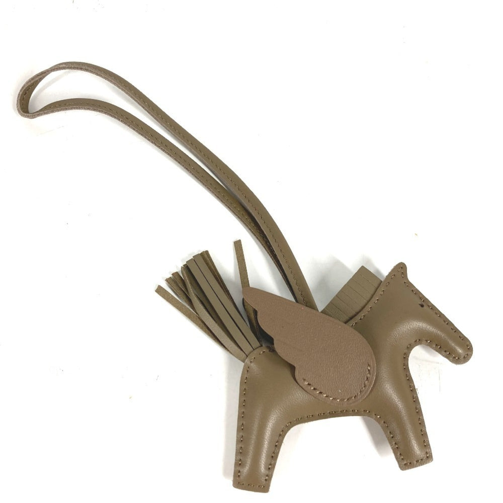 HERMES Hermes Horse Keychain Cheval Rodeo Pegasus PM Accessory Bag Charm So Etoupe All Agneau Milo Men's Women's Beige Like New — Like New