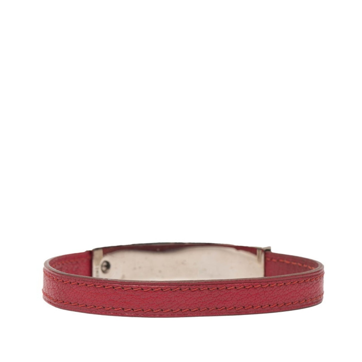 Hermes Puspus Bracelet Bangle in Pink with Silver Hardware, Leather and Metal, Women's HERMES