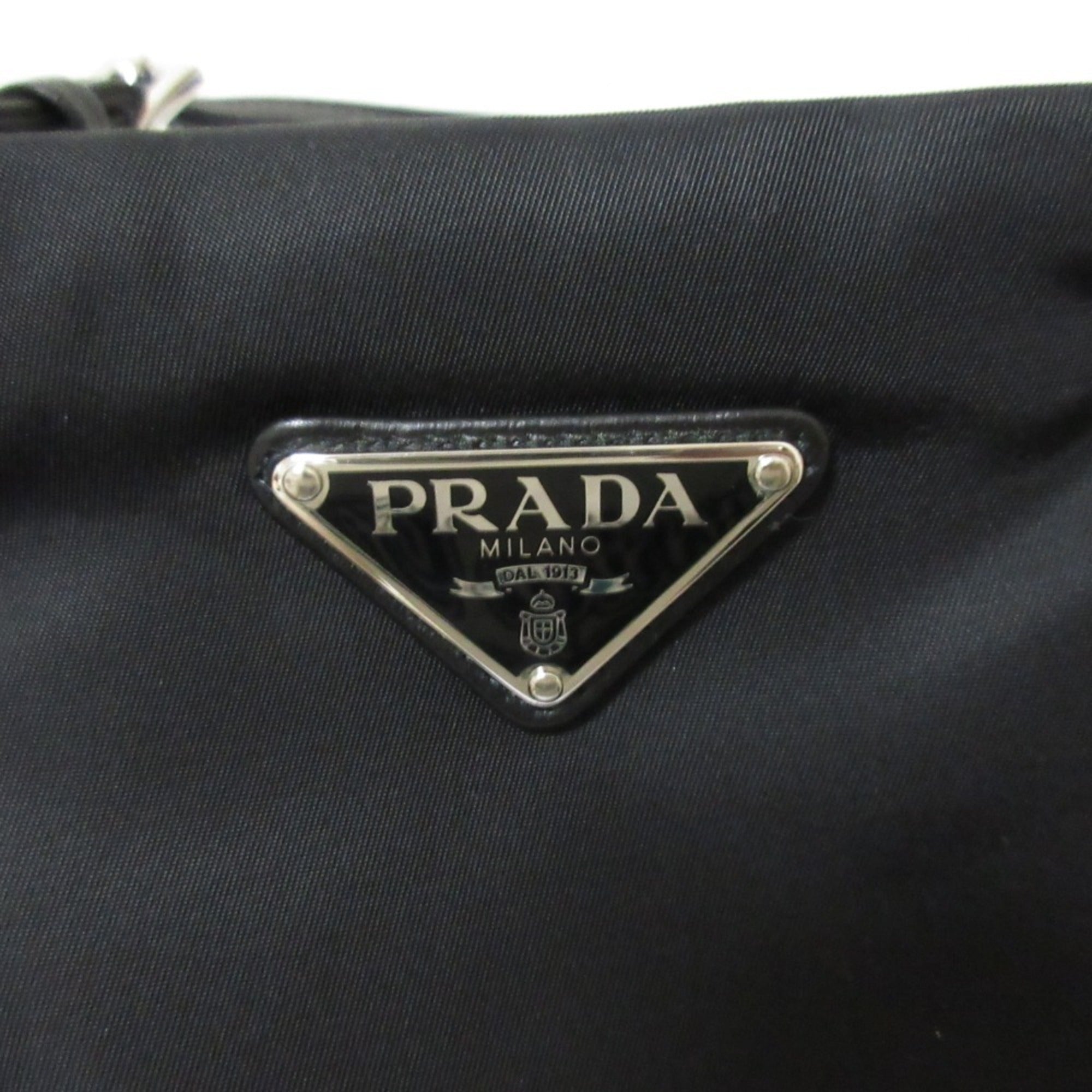 PRADA Tessuto Nylon Triangle 2-Way Chain Shoulder Bag 1BA252 Black Women's — Like New