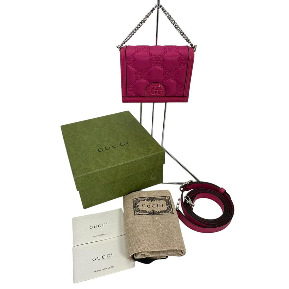 GUCCI Handbag 2WAY Bag GG Mini Matelasse Nylon Pink — Like New
