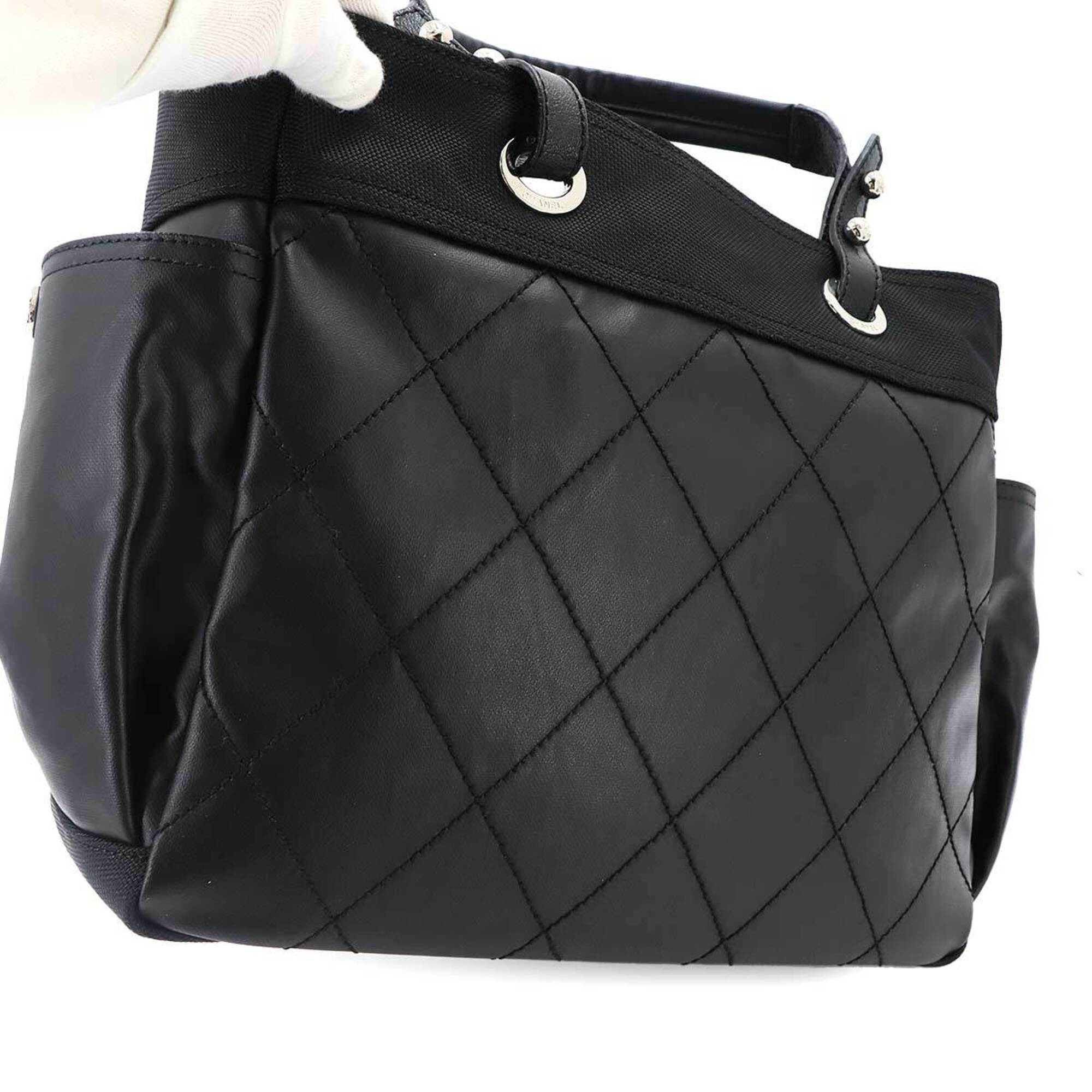 Chanel Paris Biarritz GM Tote Handbag, Nylon Leather, Black, A34210 — Like New