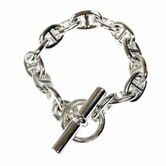 HERMES Chaine d'Ancre MM 925 Bracelet, 14 links, Silver, with Case, Made in France, Weight: 53.2g, Women's — Like New