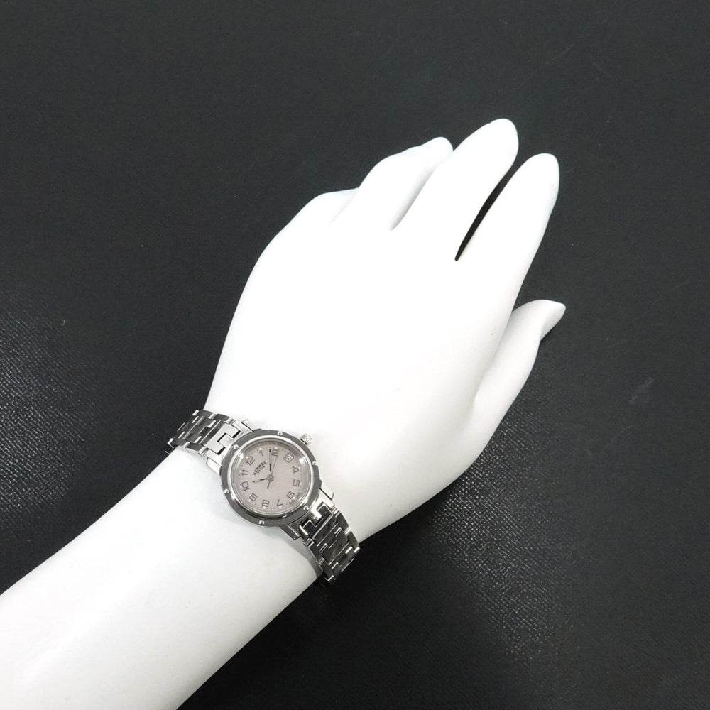 Hermes Clipper Nacre CL4 210 Women's Watch, Date Display, Pink Shell, Quartz Watch — Very Good