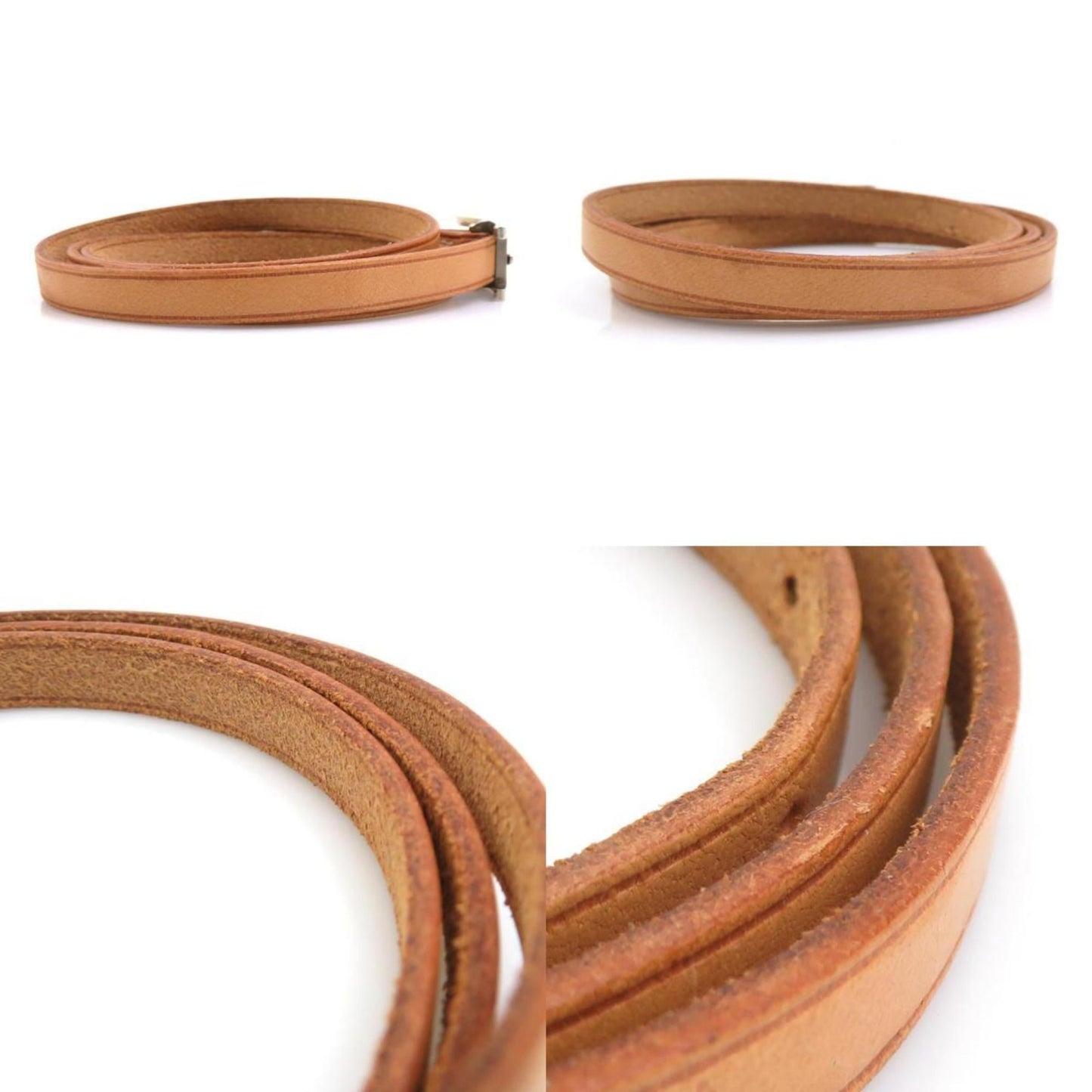 Hermes Hermès Api Leather Metal Bracelet in Beige Brown and Silver, Women's, e61129