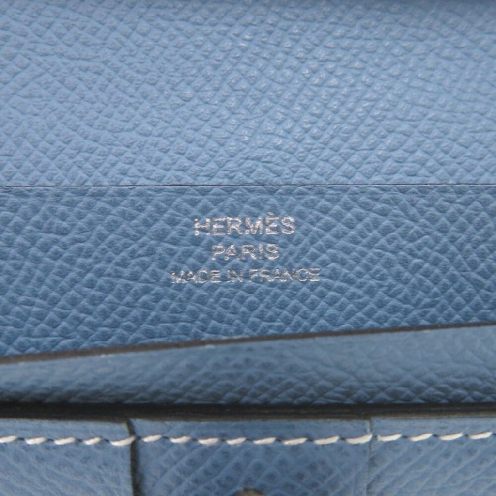 Hermes Bearn soufflet blue jean Epsom leather L stamp (2008 model) long wallet 0058HERMES