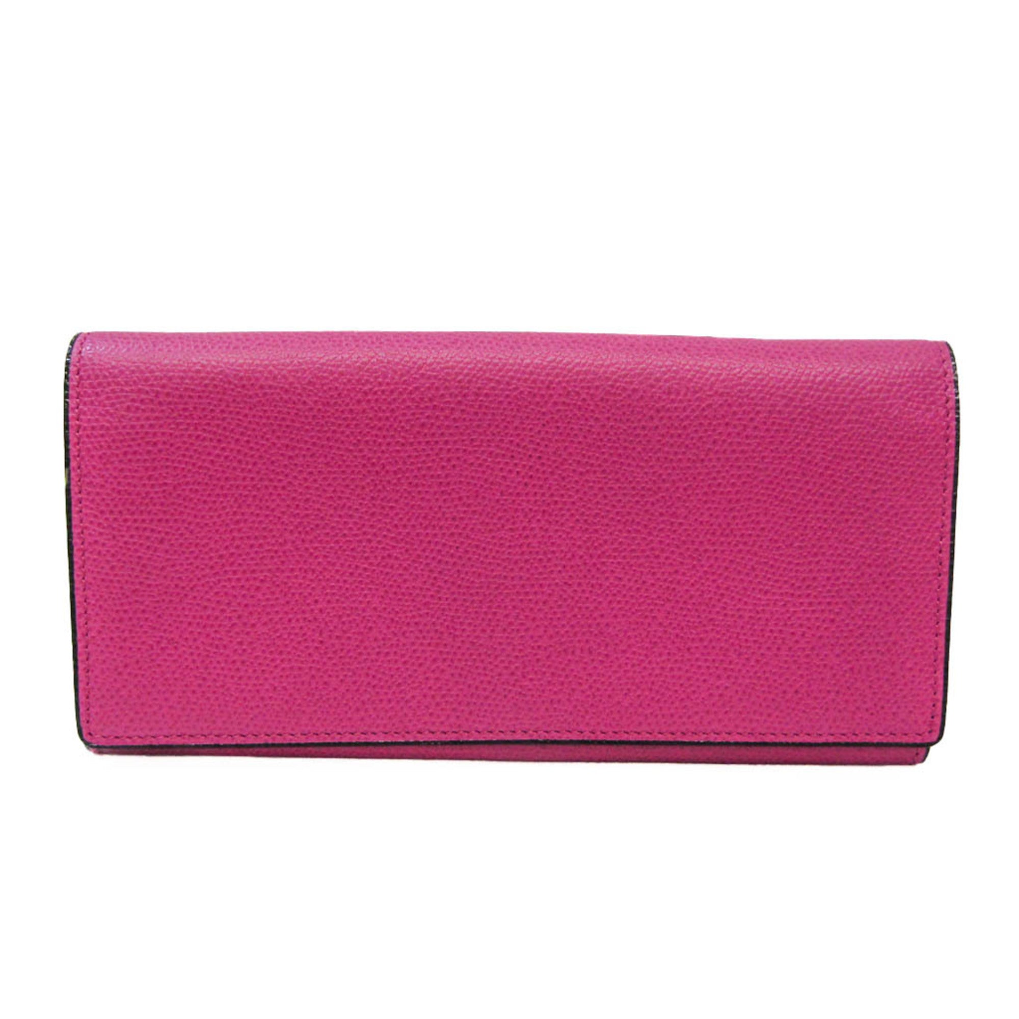 Valextra V9L18 Women's Leather Long Wallet (bi-fold) Pink