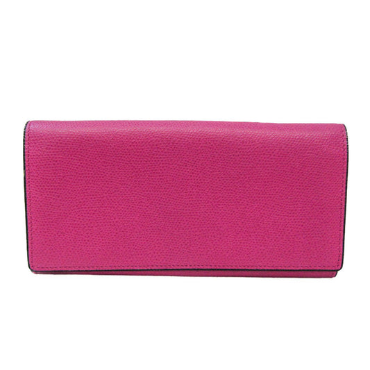 Valextra V9L18 Women's Leather Long Wallet (bi-fold) Pink