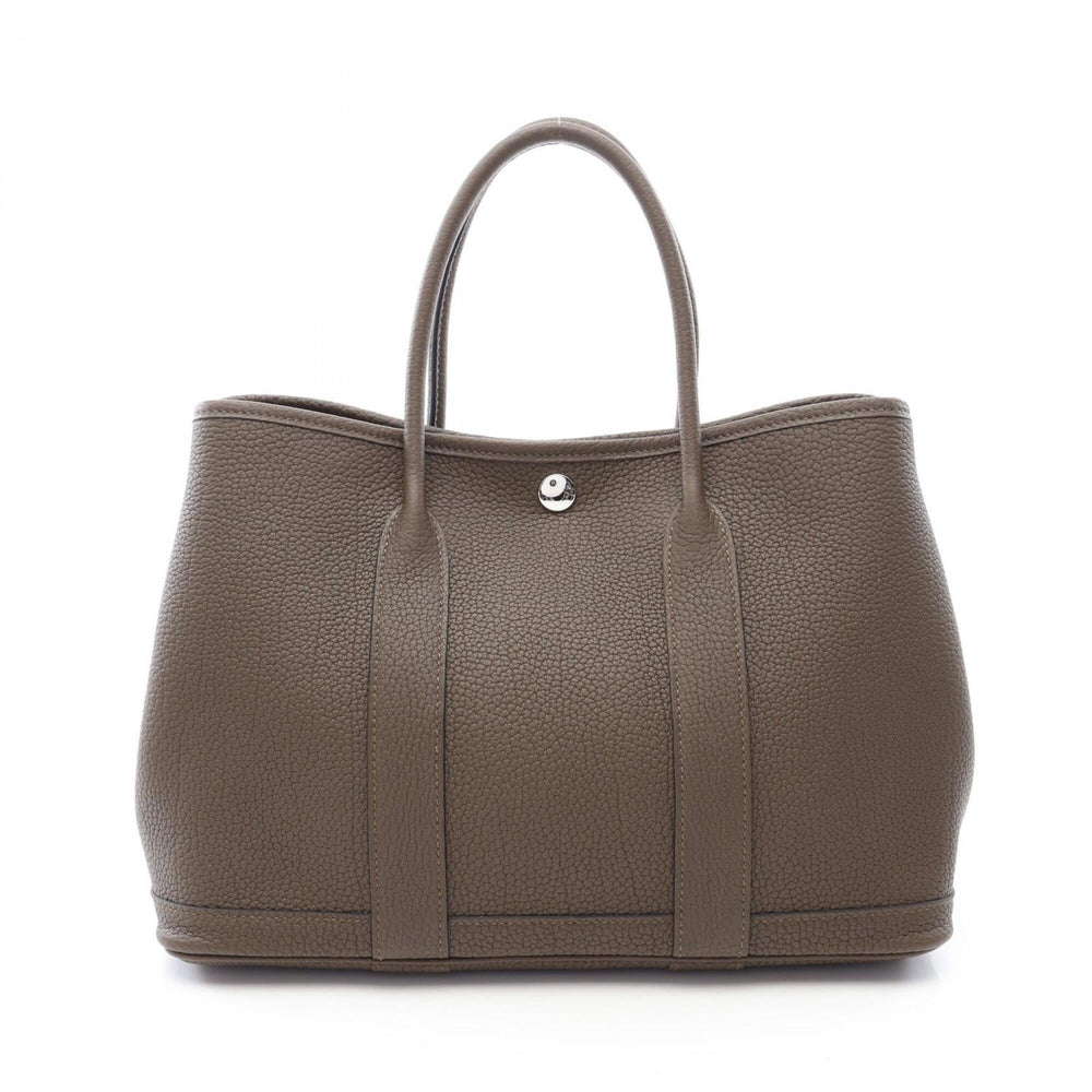 Hermes Garden Party TPM Tote Bag, Vert Bronze, Leather, Negonda Women's, Gray — New - Store Return
