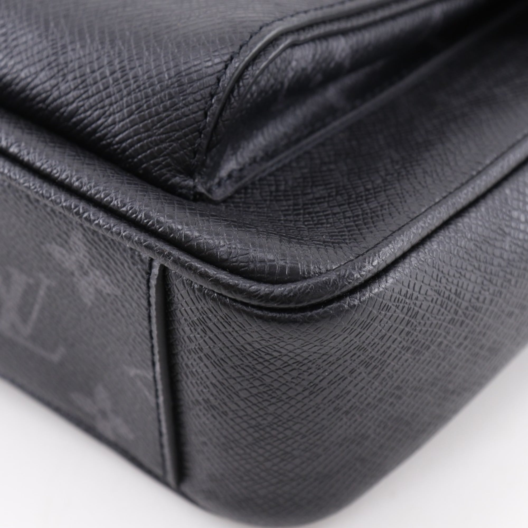 Louis Vuitton Taigalama Shoulder Bag M30746, Taiga x Monogram Eclipse Canvas, Black, A5 Size, Flap, Men's — Like New