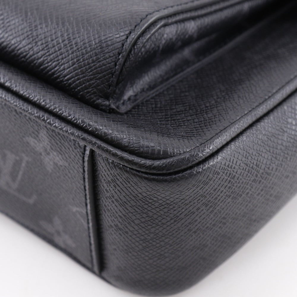 Louis Vuitton Taigalama Shoulder Bag M30746, Taiga x Monogram Eclipse Canvas, Black, A5 Size, Flap, Men's — Like New