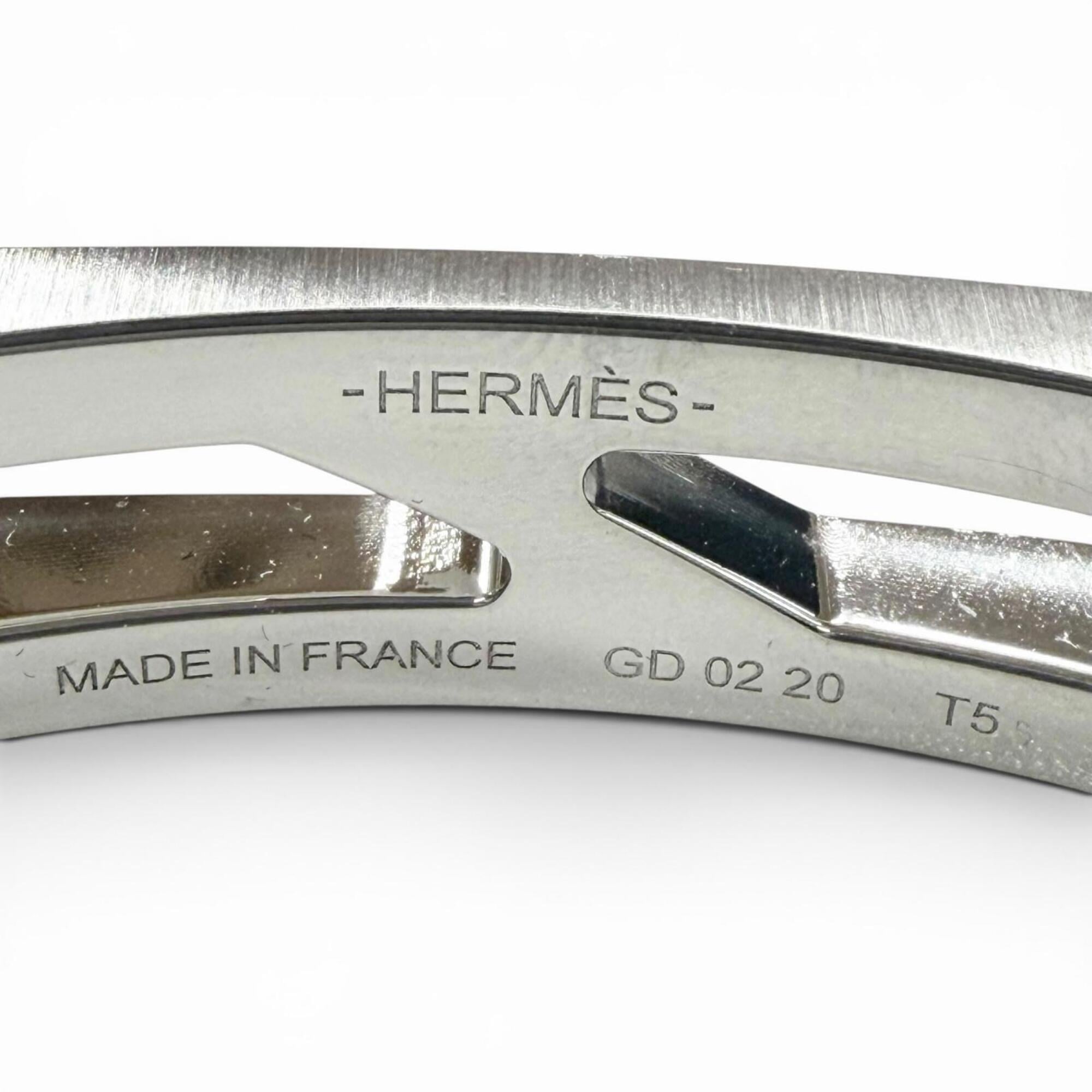 HERMES Delta Cuff Metal T5 Bangle Bracelet, 2020 Model, Silver, Made in France, Men's/Women's Accessory, Comes with Box and Dust Bag — Like New