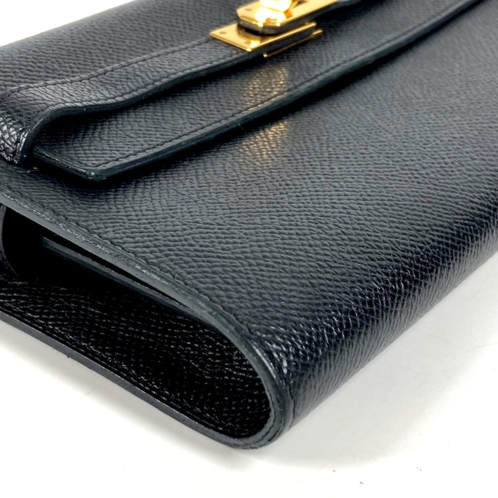 HERMES Hermès Shoulder Wallet Kelly Long To-Go Bag Pochette Epson Men's Women's Black