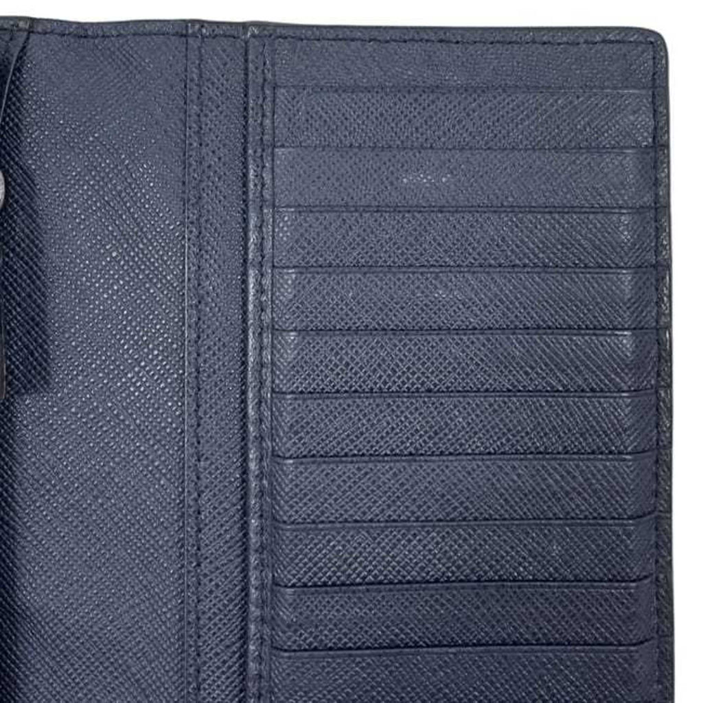 Prada bifold long wallet ec-24533 navy 2MV836 Saffiano leather size 42 PRADA blue triangular plate men's hardware