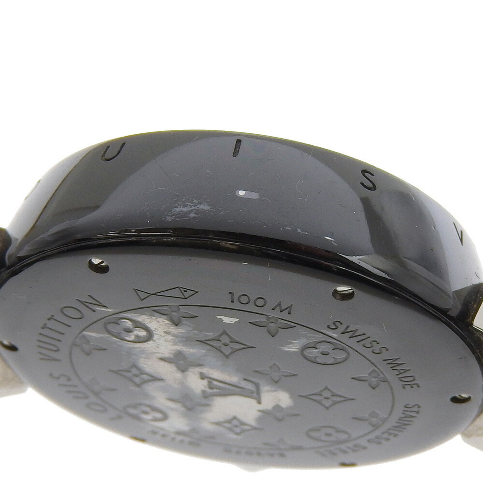 Louis Vuitton Tambour GMT Watch Q113K Stainless Steel x Rubber Automatic Black Dial Men's — Good