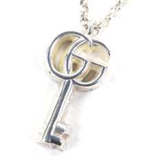 GUCCI 627757 AG925 Double G Key Chain Necklace, Silver, with Box and Dust Bag, Made in Italy, Total Weight 6.6g, Women's — Like New