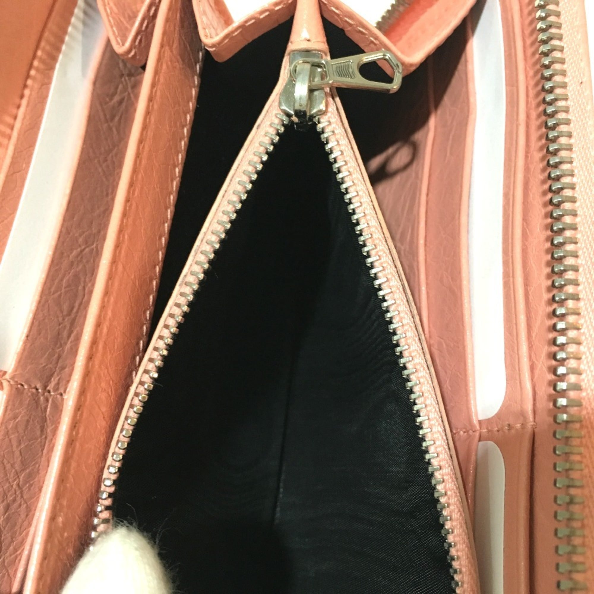 BALENCIAGA 419805 Exclusive Women's Leather Long Wallet with Zip-Around Design in Pink Beige