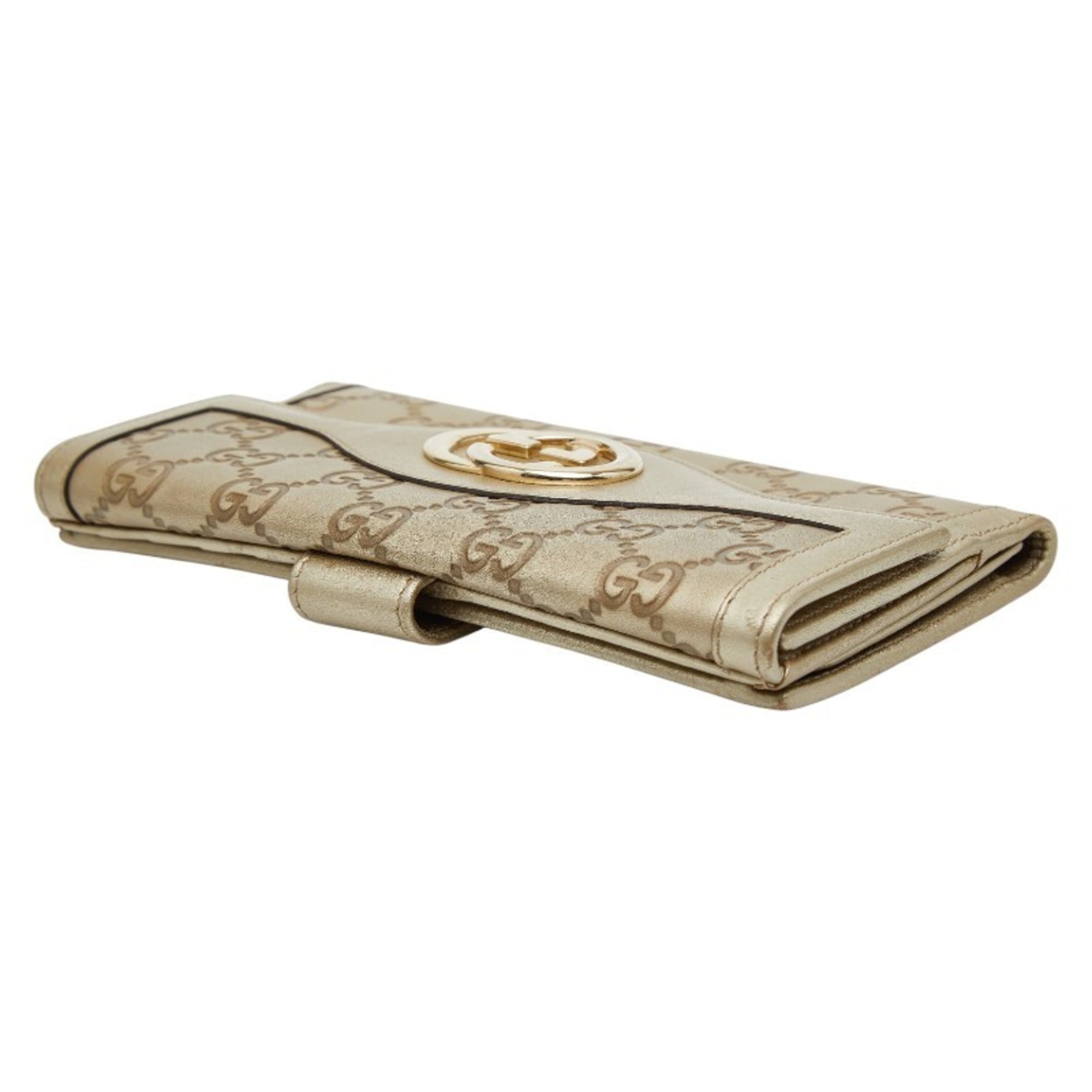 Gucci Interlocking G Long Wallet 282426 Gold Leather Women's GUCCI