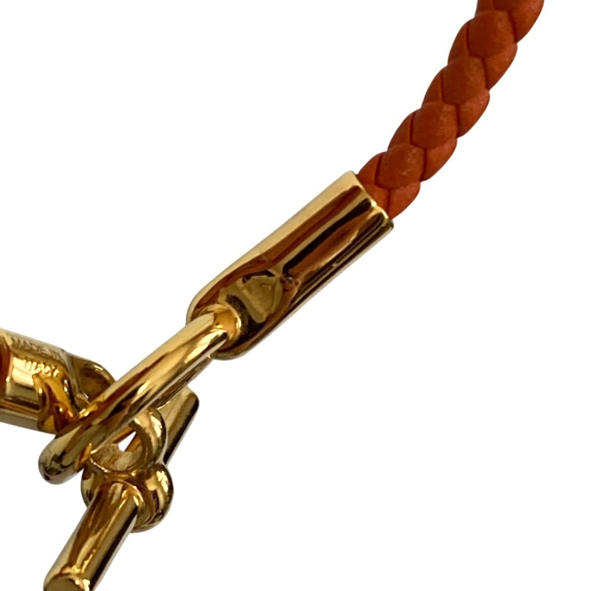 HERMES Hermes Glenan Leather Bracelet Orange Women's — Like New