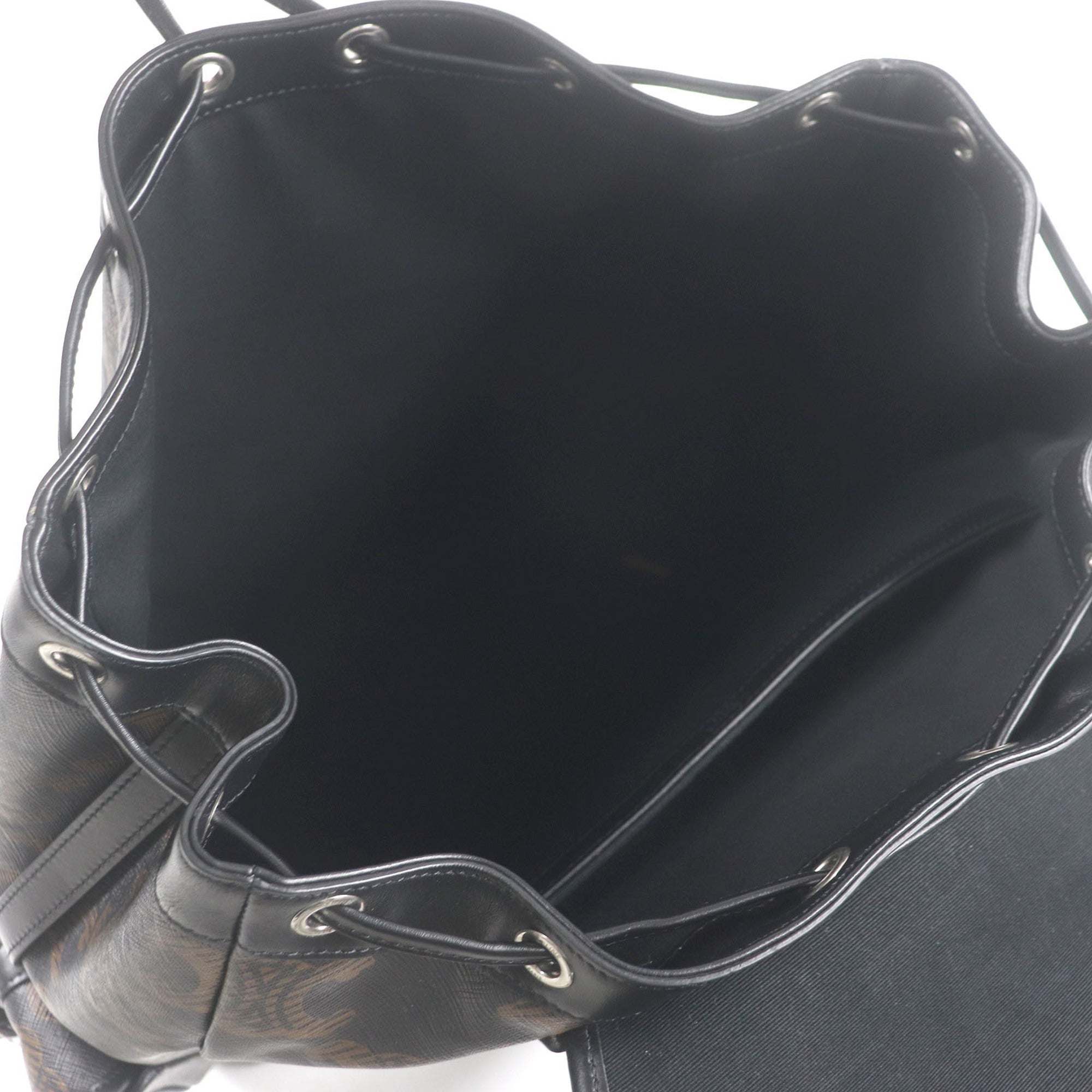 CELINE 11181 Coated Canvas Triomphe Pattern Backpack Daypack Black Brown with Dust Bag Men's — Like New