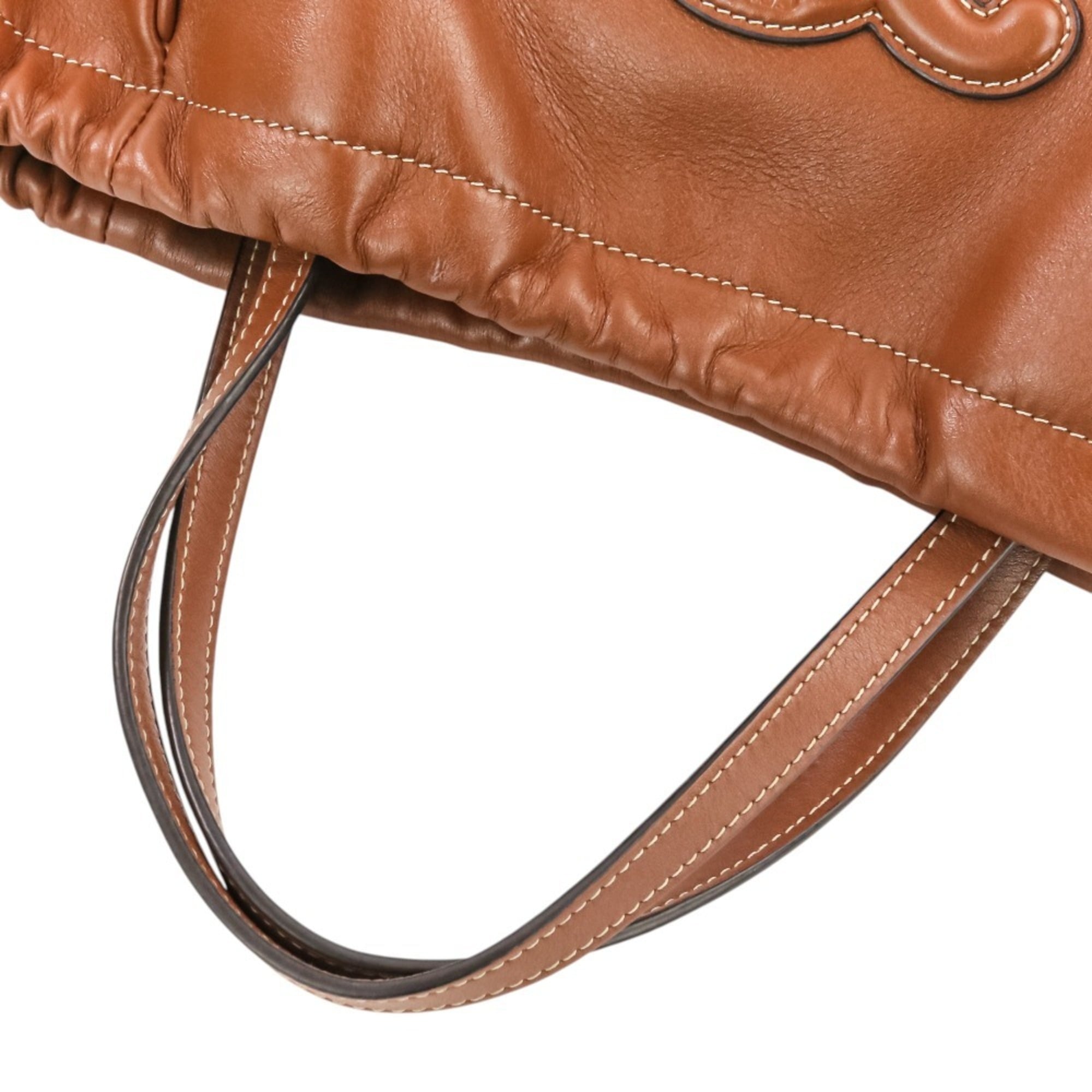 CELINE Small Cabas Drawstring Cuire Triomphe 2-way Handbag/Shoulder Bag, Brown, Women's — Like New