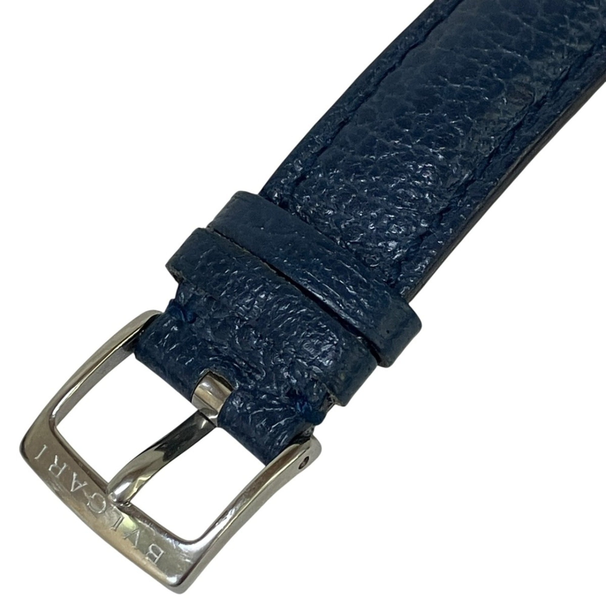 Bulgari BVLGARI Solotempo watch, total weight 24.3g, stainless steel, genuine leather strap, quartz movement, blue dial, ST29S — Good