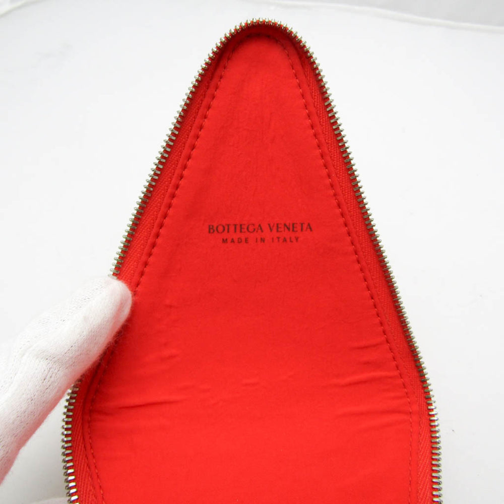 Bottega Veneta Intrecciato Pyramid 666769 Women's Leather Pouch Red Color — Like New