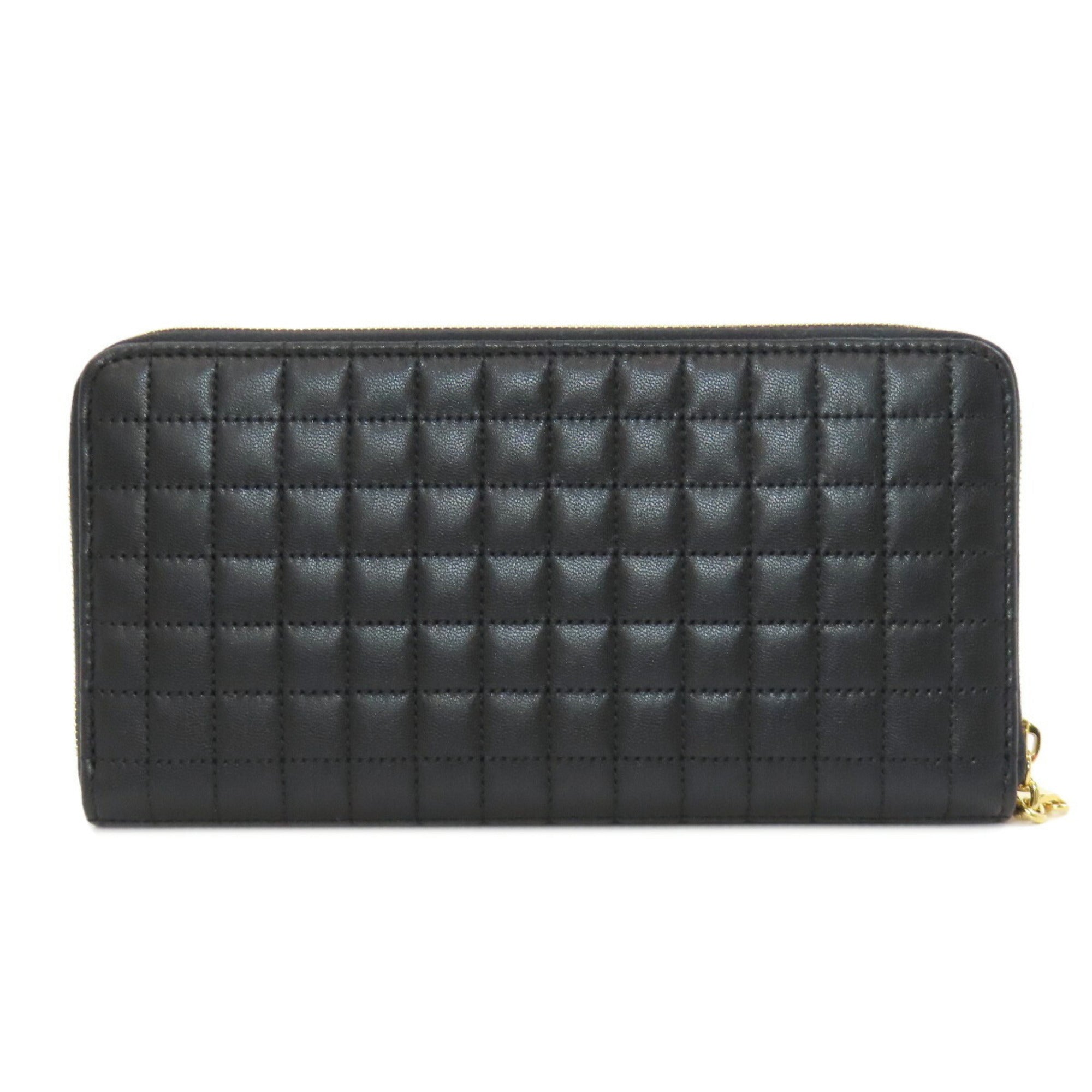 CELINE Round Long Wallet Leather Women's
