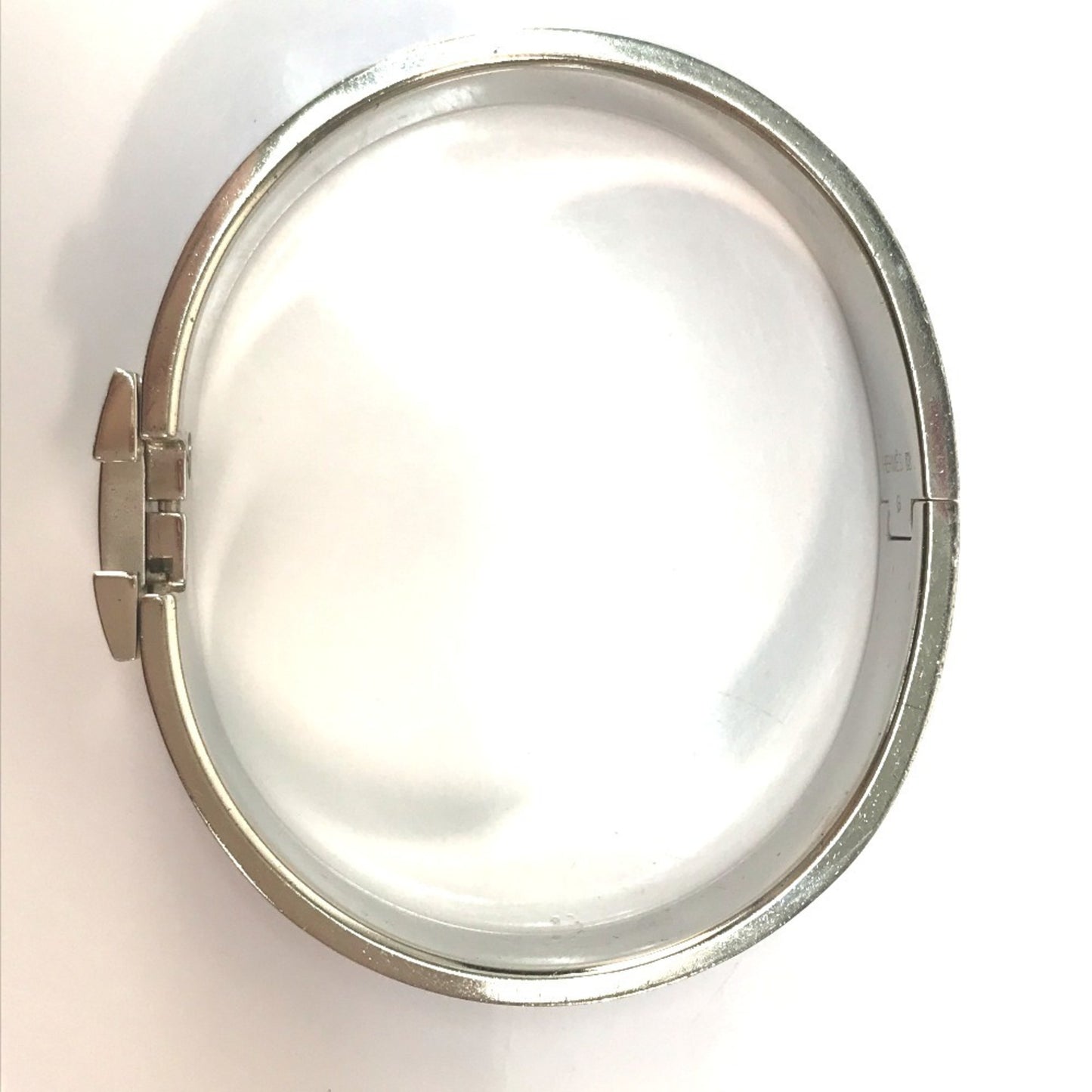 HERMES Click-Clack PM Bangle in Metal, Women's, Blue/Silver