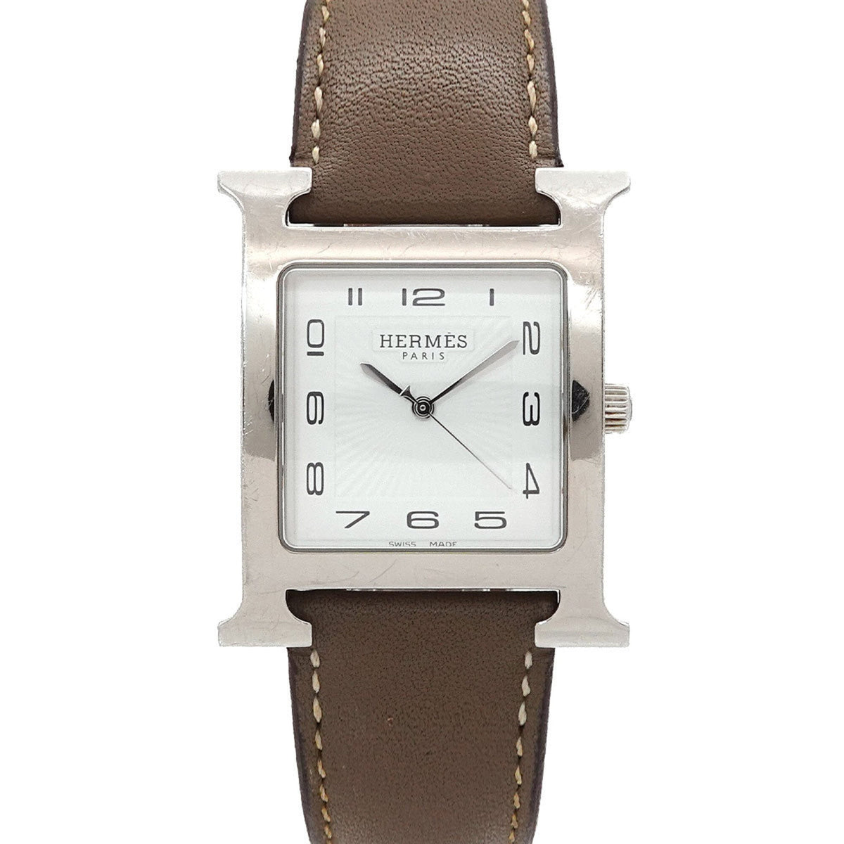 Hermes H-Watch HH1 810 Men's Watch Date White Gray Quartz H — Very Good