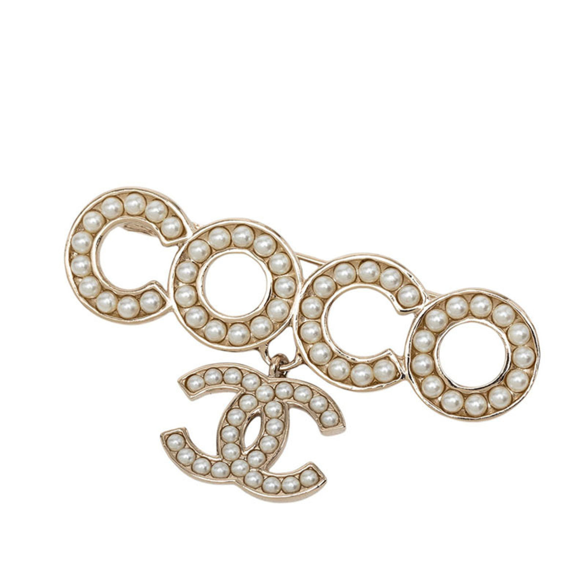 Chanel Coco Mark Brooch B21P Gold Plated Faux Pearl Women's CHANEL — Like New