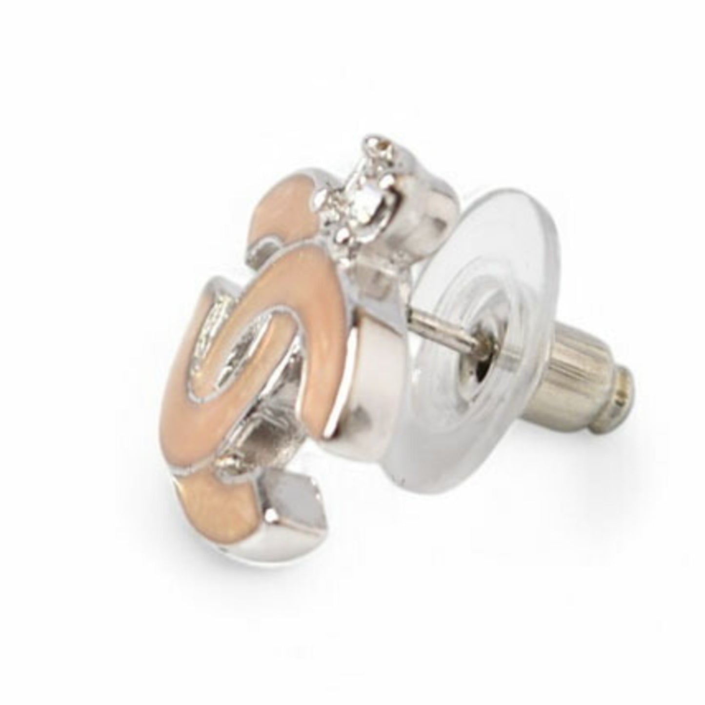 Chanel Earrings CHANEL CC Mark Rhinestone Light Pink Silver