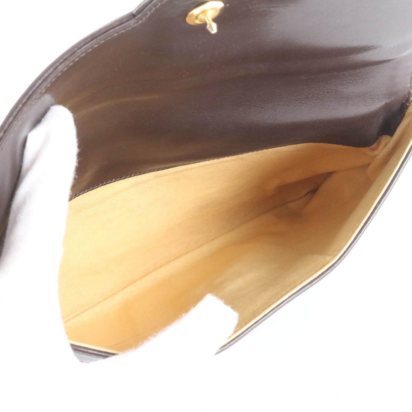 Gucci Leather Clutch Bag Pouch Brown Men's