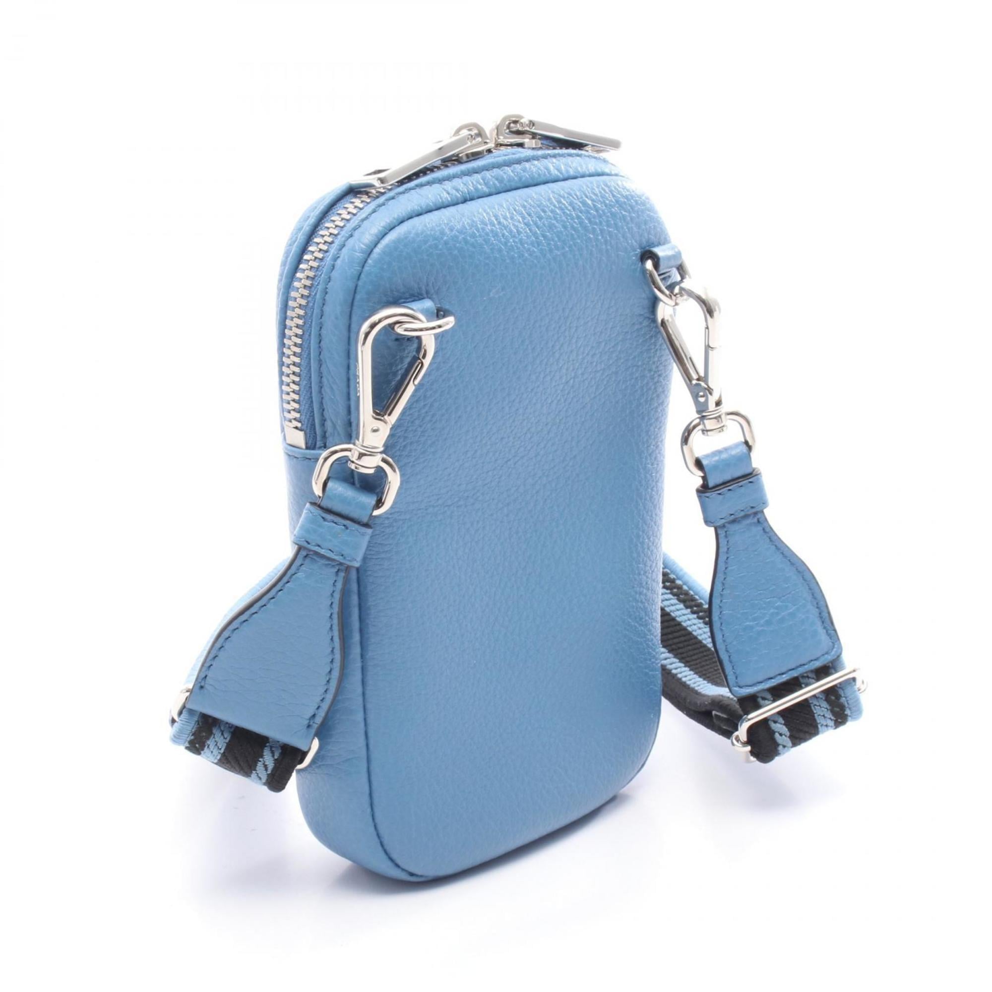 Prada Mini Shoulder Bag, Leather, Men's/Women's, Blue, 1BP027