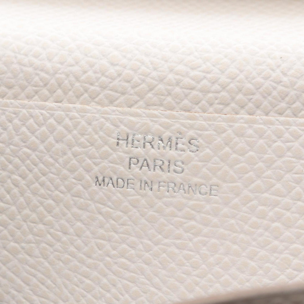 Hermes Hermès Bearn Soufflet Bi-fold Long Wallet in Calfskin Leather (Cowhide) with Epsom Leather, White, for Women