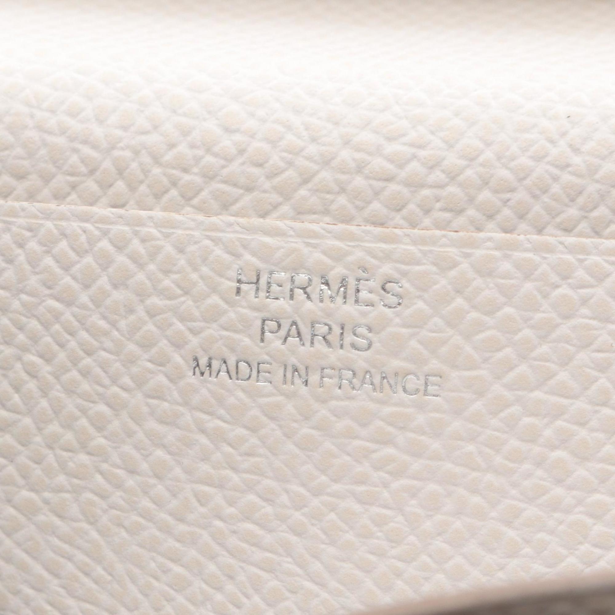 Hermes Hermès Bearn Soufflet Bi-fold Long Wallet in Calfskin Leather (Cowhide) with Epsom Leather, White, for Women