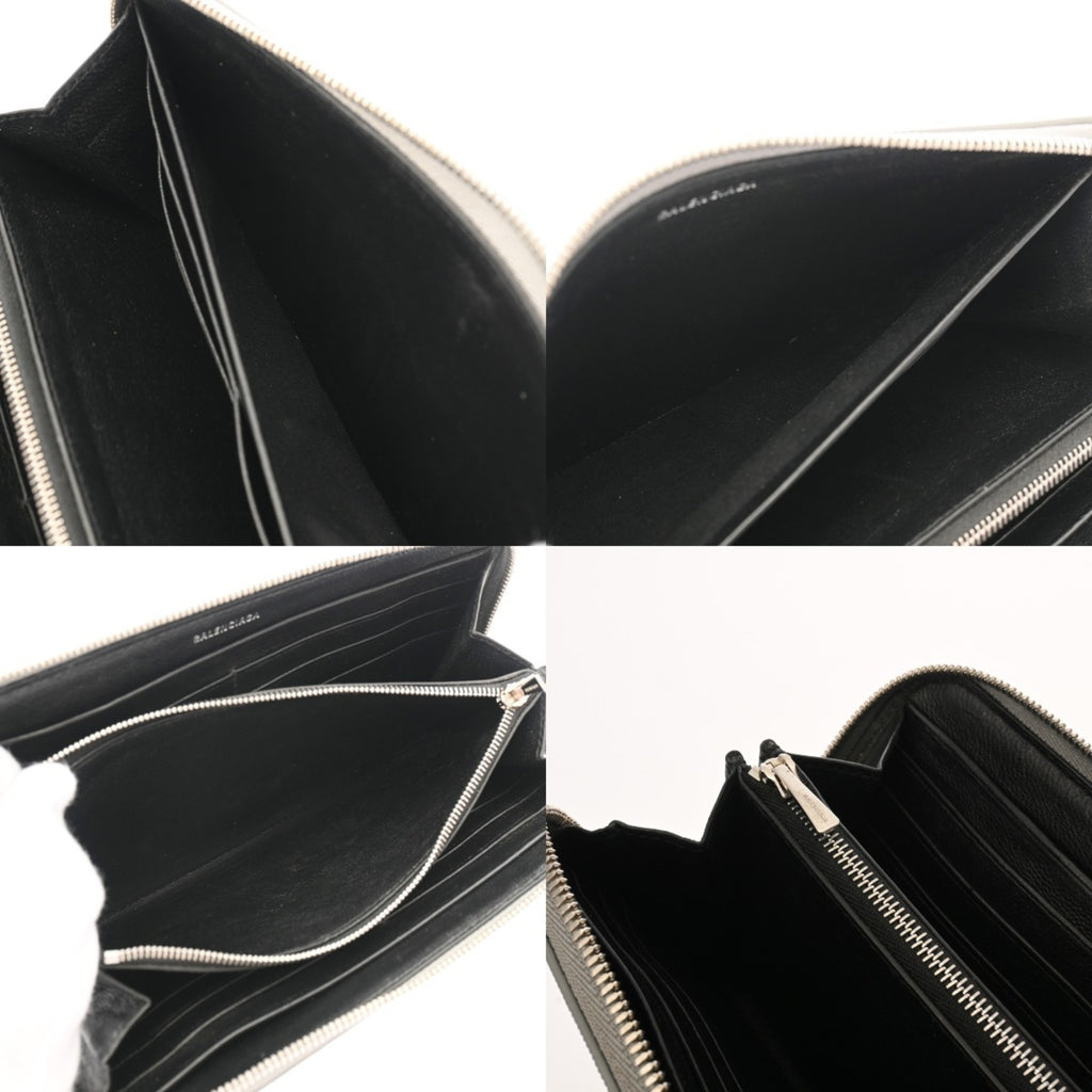 BALENCIAGA Silver Zip-Around Wallet with Hardware, 594290, Unisex, Glitter Material, Long