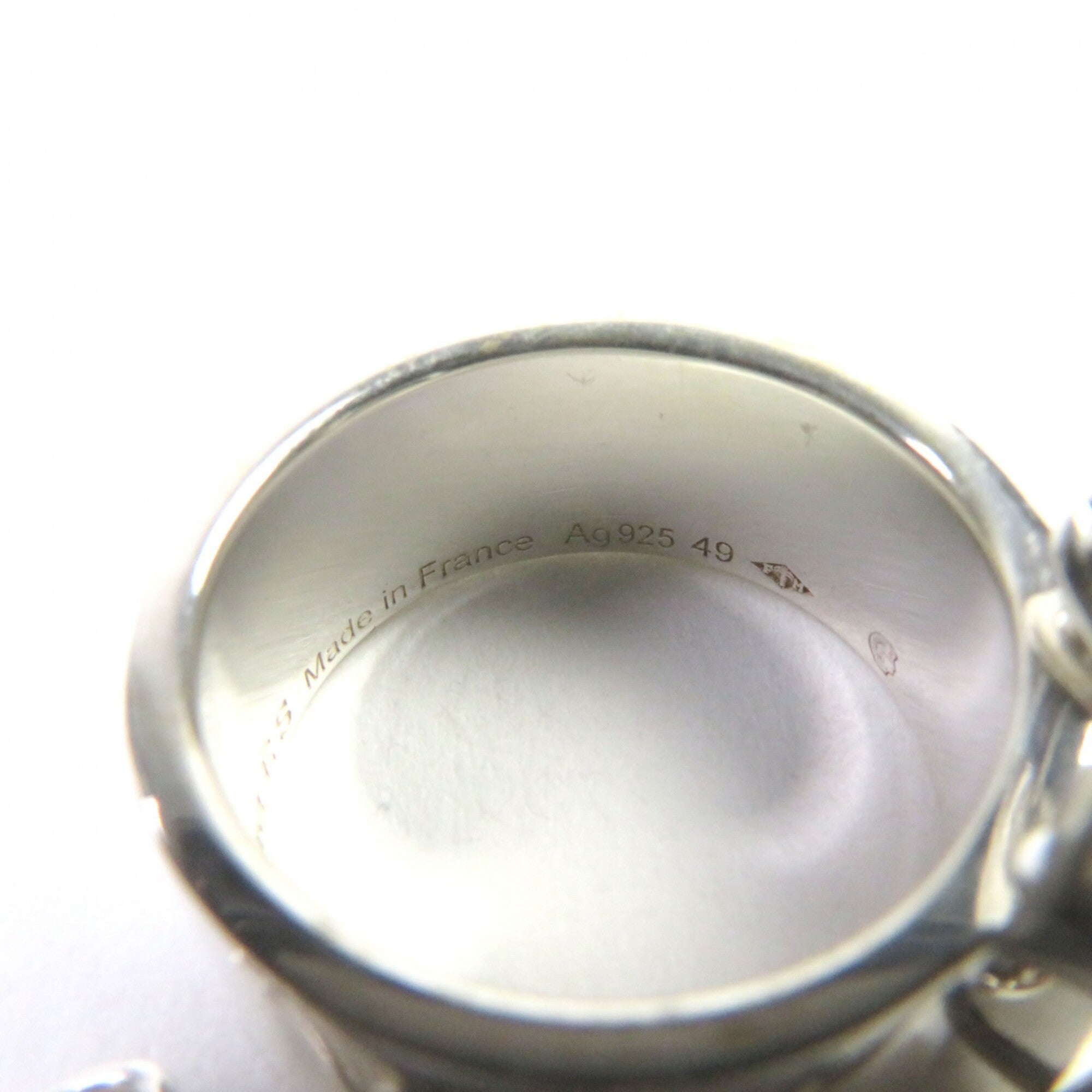 HERMES Alpha Kelly AG925 Clochette Cadena Double Ring - Silver Accessory, Size 49 (Japanese Equivalent), Made in France, Weight 11.37g, Women's — Like New